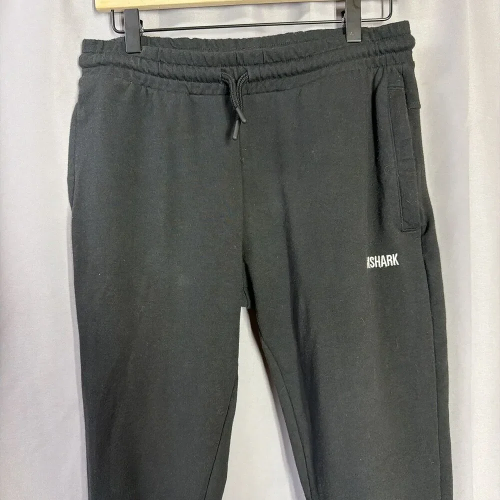 Gymshark Men's Tapered Sweatpants Black Size Small Logo Drawstring - Picture 2 of 8